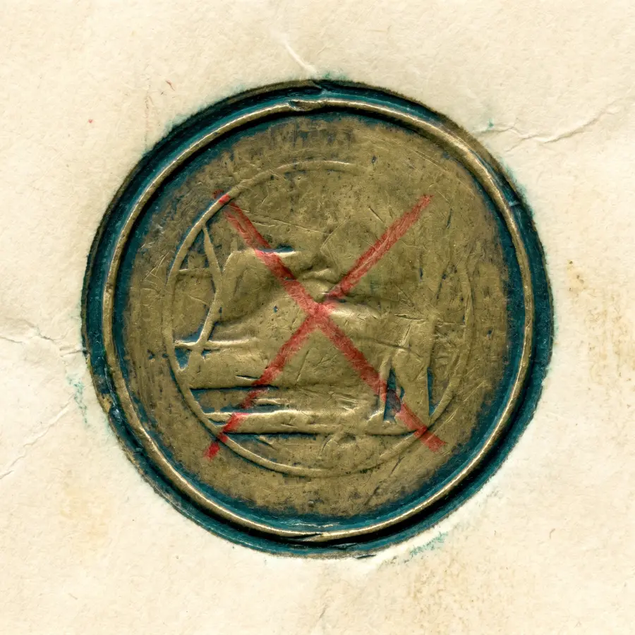 A close view of a blank civic seal and paper texture