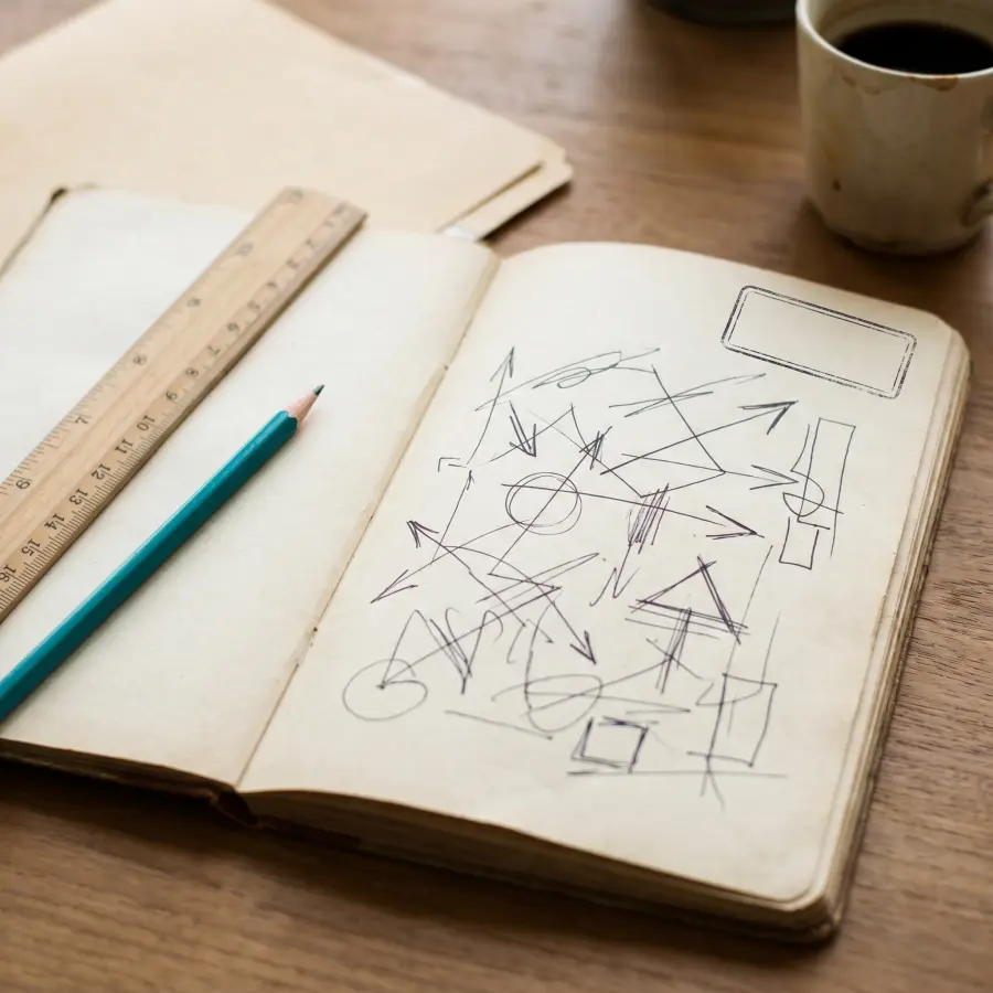 A ledger of wording revisions and margin marks